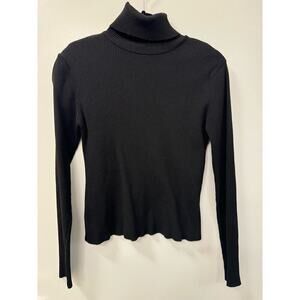 Zara Size Large Black Ribbed Turtleneck Long Sleeve